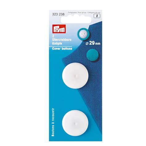 2 boutons à recouvrir en plastique Prym 29 mm blanc Tissus Hemmers