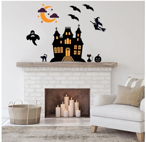 Wall Decals Halloween Decor Haunted House Decal Removable Wall Decal Reusable Wall Decals