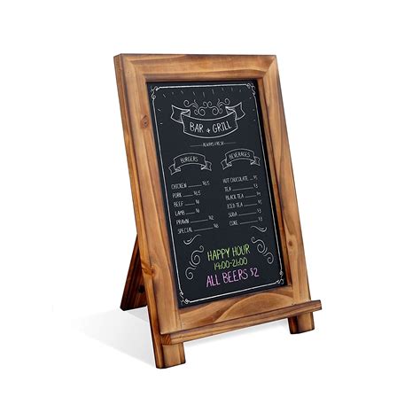 Tabletop Menu Chalkboard Free Standing Restaurant Blackboard Wooden