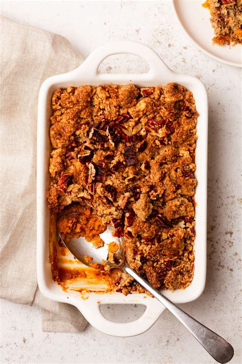 Sweet Potato Casserole Without Marshmallows Pecan Topping Knife And Soul