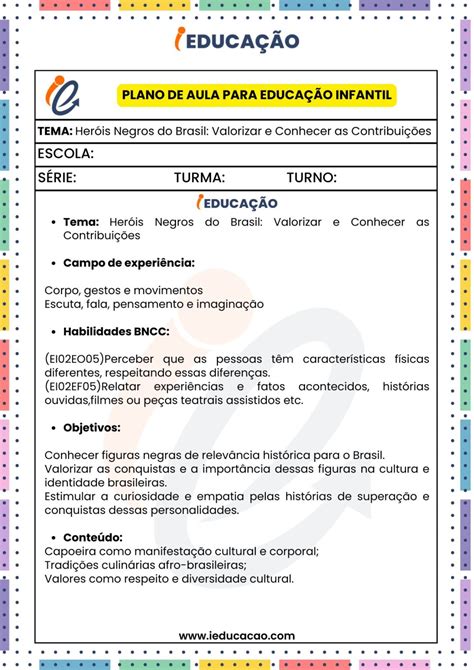 Plano De Aula Consci Ncia Negra Educa O Infantil Modelos Gratuitos