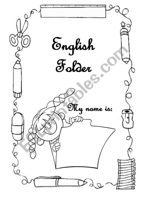 Cover for the English portfolio/folder - ESL worksheet by Lurditas