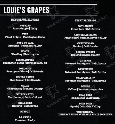 Menu at Bar Louie, Bensalem