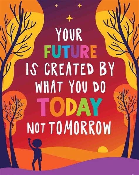 A Poster With The Words Your Future Is Created By What You Do Today Not