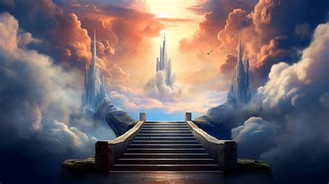 Premium AI Image There Is A Stairway Leading To A Castle In The Sky