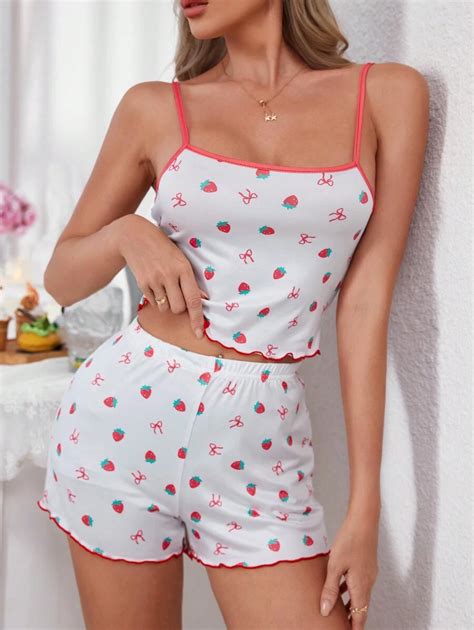 Conjunto De Camiseta Y Pantalones De Pijama De Verano Para Mujer Con