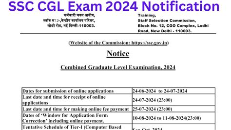 Ssc Cgl Notification Released Central Government Job Ssc Check