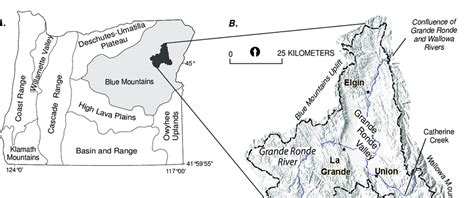 A Physiographic Provinces Of Oregon Study Area Defined By Black B