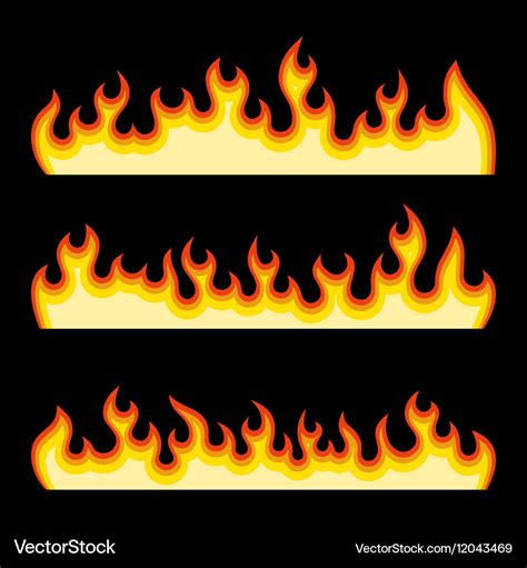 Red fire burning flames set on a black background Vector Image