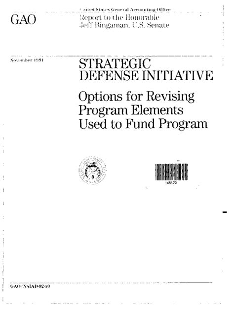 Fillable Online Strategic Defense Initiative Options For Revising