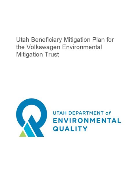 Utah Beneficiary Mitigation Plan For The Volkswagen Environmental