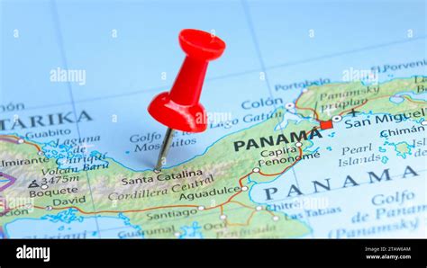 Santa Catalina, Panama pin on map Stock Photo - Alamy