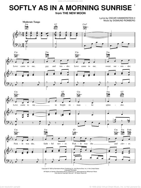 Softly As In A Morning Sunrise Sheet Music For Voice Piano Or Guitar