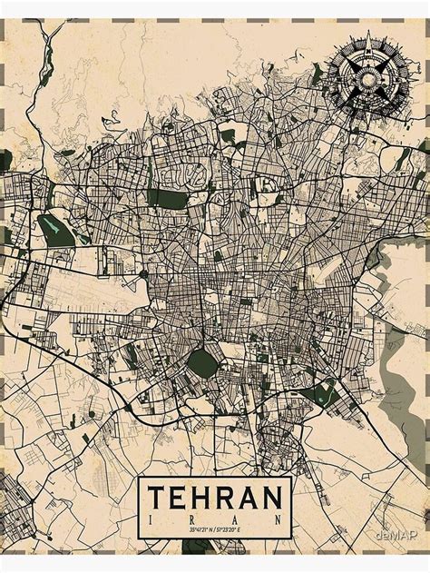 "Tehran City Map of Iran - Vintage" Poster for Sale by deMAP | City ...