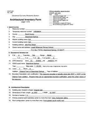 Fillable Online Steamboatsprings Architectural Inventory Form