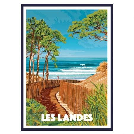 Affiche Vintage Tendance Encadr E Travel Poster Les Landes