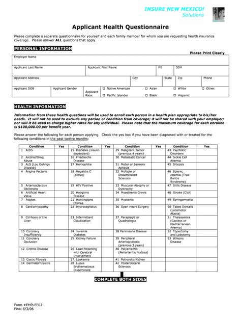 Fillable Online Phs Applicant Health Questionnaire Phs Fax Email