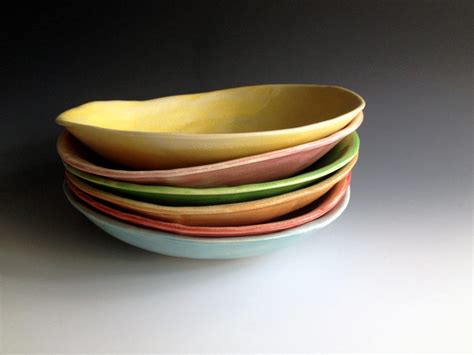 Pasta Bowls Free Form Organic Colorful Pasta Bowls Set Of Etsy