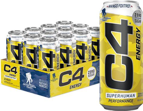 C4 Energy Carbonated Zero Sugar Energy Drink Pre Workout Drink Beta