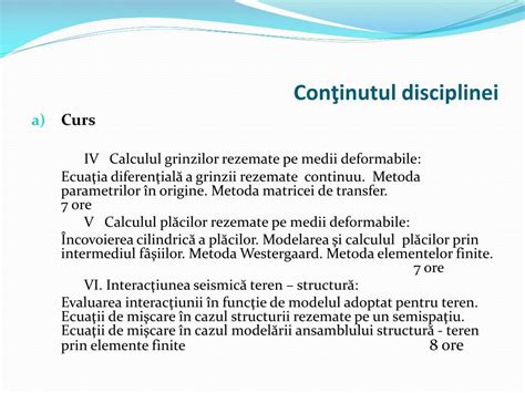 PPT TEORIA STRUCTURILOR REZEMATE PE MEDII DEFORMABILE PowerPoint