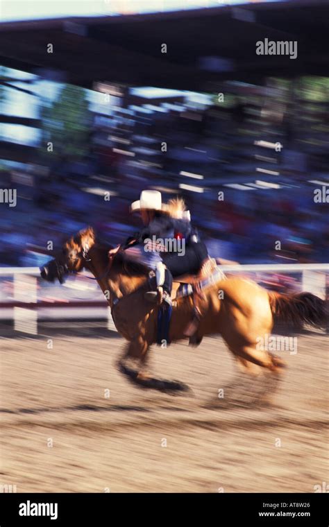 Barrel race event at Omak Stampede rodeo Omak Washington USA Stock ...