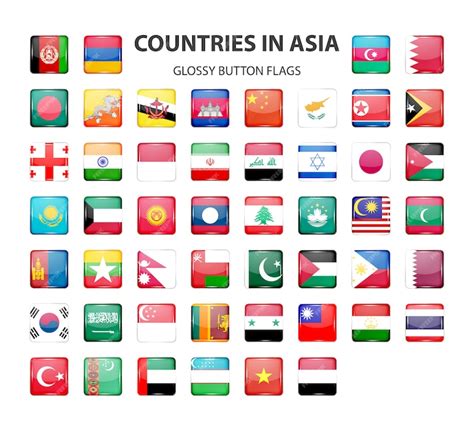 Premium Vector | Glossy button flags Asia. Original colors.