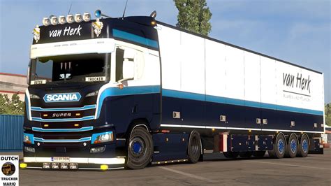 Van Herk Dutch Trucker Mario Ets 2 Van Herk Scania V8 Open Pipe New Scania 2016 Cmi Grey