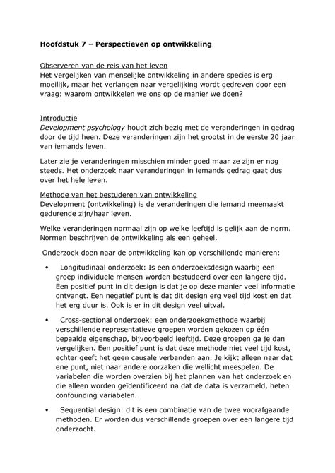 Samenvatting Deeltentamen Introductie Gedragswetenschappen Hoofdstuk