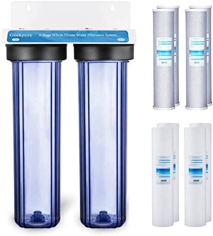 Geekpure 2 Stage Whole House Water Filter System With 20 Inch Clear