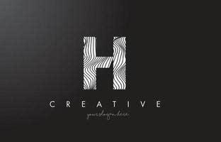 Dh D H Letter Logo With Zebra Lines Texture Design Vector