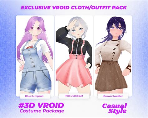 Vroid Clothing Pack Kawaii Clothes 3d Doll Clothes Vroid Outfit