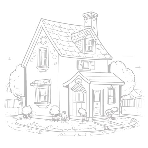 Cartoon House Coloring Page Outline Sketch Drawing Vector House