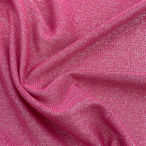 Metallic Pink/Silver One Way Stretch Knit Fabric | Shine Trimmings ...