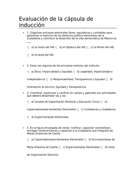 Evaluación de la cápsula de inducción Organizar procesos electorales