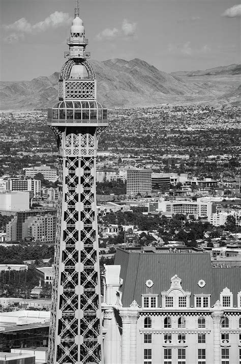 Eye Level with Eiffel Tower Observation Deck Las Vegas Black and White Photograph by Shawn O ...