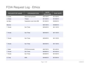 Fillable Online FOIA Request Log Ethics City Of Chicago Data Portal