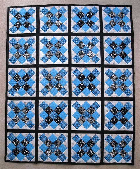 Crafter Without A Cat Blue And Black Granny Squares Quilt