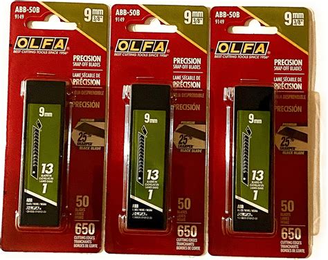 OLFA 9149 ABB 50B 9mm UltraSharp Black Snap Off Blade 50 Pack 3 Pack