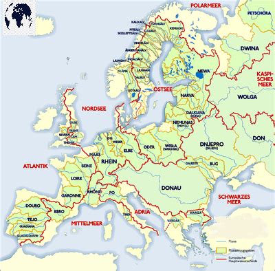 Free Labeled Map of Europe with Rivers in PDF