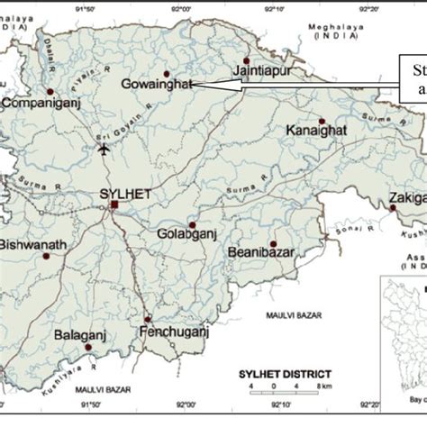 Map Of Sylhet District Showing The Study Area Download Scientific Diagram