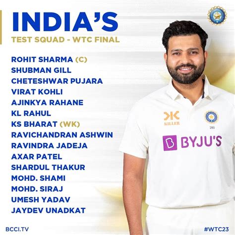 Indian Cricket Team Squad For World Test Championship Final Wtc 2023