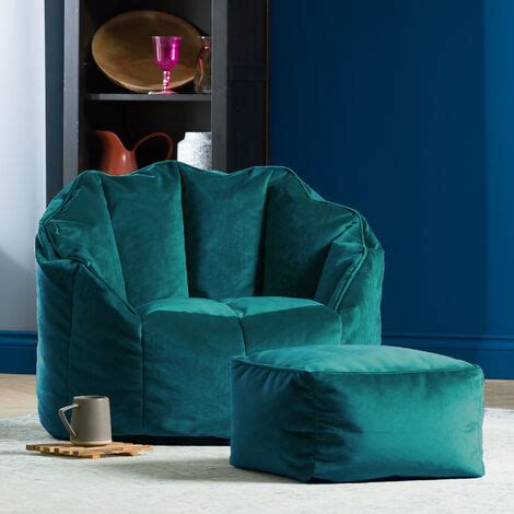 Icon Pouf Fauteuil En Velours Sirena Et Repose Pieds Poufs De Salon