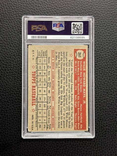 Willie Mays Topps Giants Hof Psa Ebay