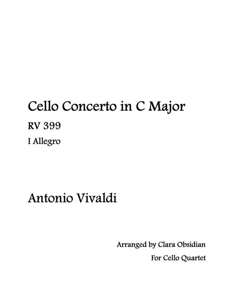 A Vivaldi Allegro From Concerto In C Major RV 399 For Cello Quartet