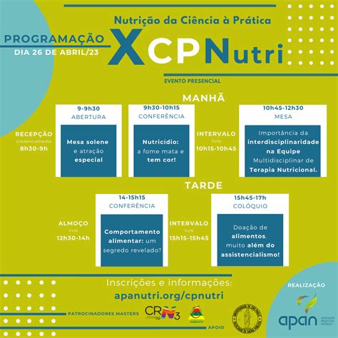 APAN Realiza X CPNutri Na FSP USP Nos Dias 26 E 27 De Abril Faculdade