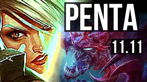 RIVEN Vs CHO GATH TOP Penta 14 2 4 Godlike 300 Games EUW