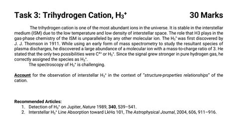 Solved Task 3 Trihydrogen Cation H330 ﻿marksthe