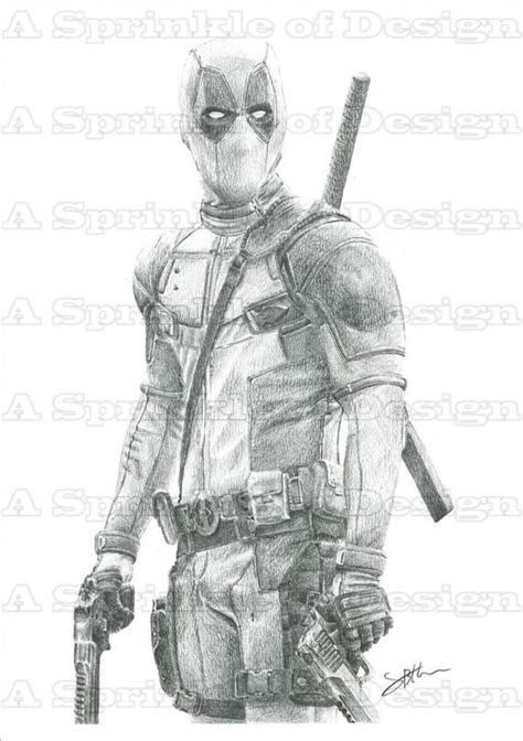 Marvel Deadpool Fan Art Pencil Drawing Original Etsy Deadpool Artwork Realistic Drawings