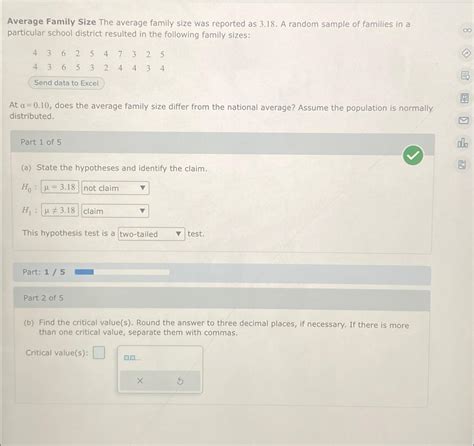 Solved Average Family Size The average family size was | Chegg.com