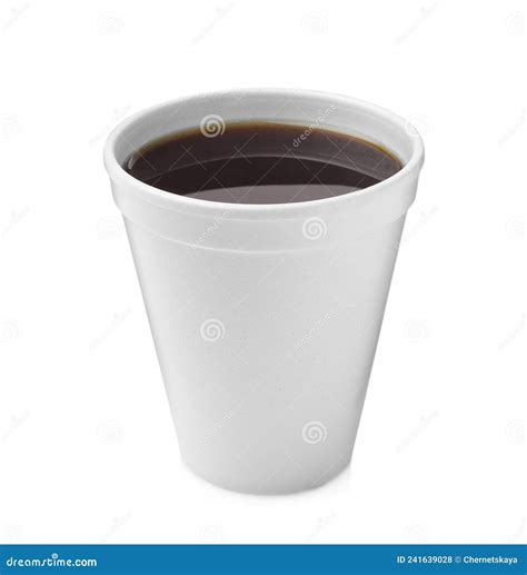 Styrofoam Cup With Coffee Isolated On White Stock Photo Image Of